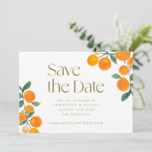 Orange Citrus Fruit Modern Minimalist Bröllop Spara Datumet