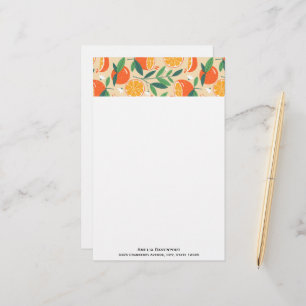 Orange Citrus Fruit Retro Mönster Brevpapper
