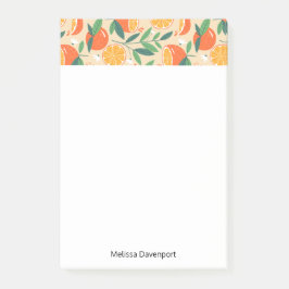Orange Citrus Fruit Retro Mönster Gräns Post-it Block
