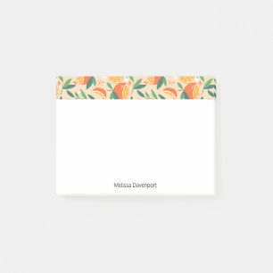 Orange Citrus Fruit Retro Mönster Gräns Post-it Block
