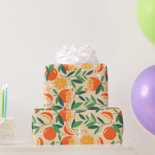 Orange Citrus Fruit Retro Mönster Presentpapper