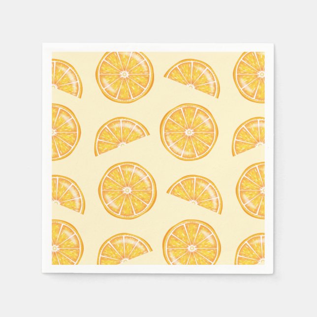 Orange Citrus Fruit Slices Illustrated Mönster Pappersservett (Framsidan)