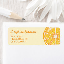 Orange Citrus Frukt Illustration Med Anpassad Text Returadress Etikett