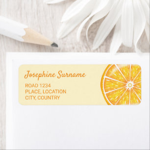 Orange Citrus Frukt Illustration Med Anpassad Text Returadress Etikett
