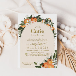 Orange citrus grenery Little cutie Baby Shower Inbjudningar