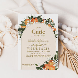 Orange citrus grenery Little cutie Baby Shower Inbjudningar