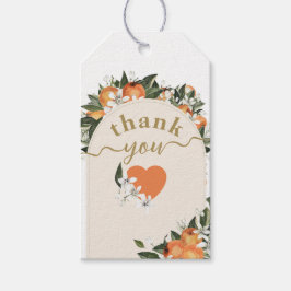 Orange citrus grenery Little cutie Baby Shower Presentetikett