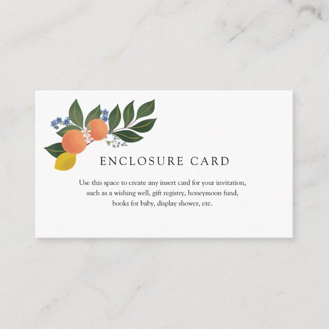 Orange Citrus Inkapslingskort Tilläggskort (Framsida)