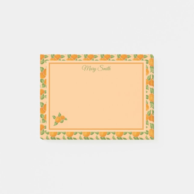 Orange Citrus Kant Botanisk Design Post-it Block (Framsida)