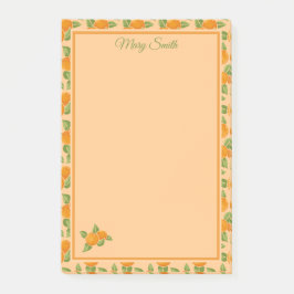 Orange Citrus Kant Botanisk Design Post-it Block