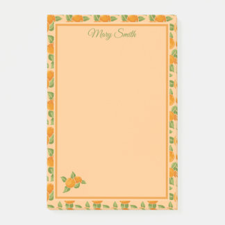 Orange Citrus Kant Botanisk Design Post-it Block
