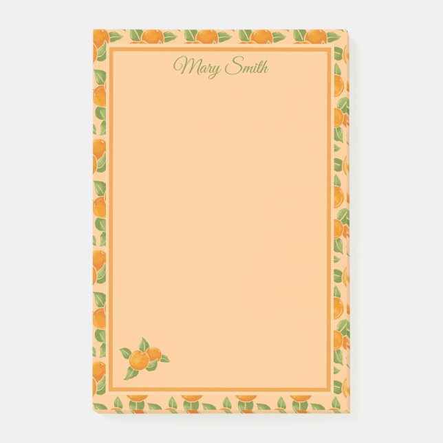 Orange Citrus Kant Botanisk Design Post-it Block (Framsida)
