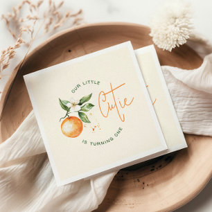 Orange Citrus Lilla Gulletjej Födelsedagsfest Pappersservett