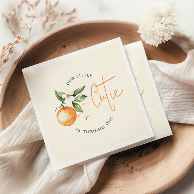 Orange Citrus Lilla Gulletjej Födelsedagsfest Pappersservett (Skapare uppladdad)