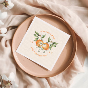 Orange Citrus Lille Cutie Tvilling Födelsedagsfest Pappersservett