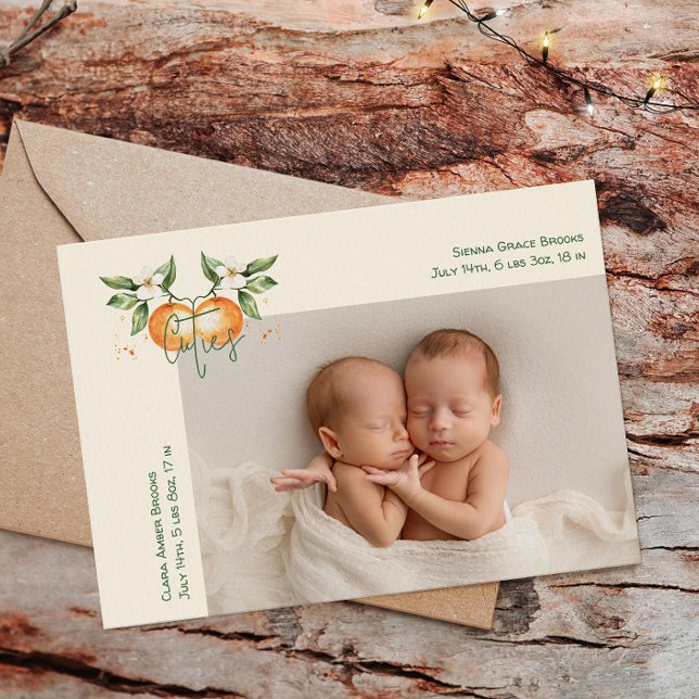 Orange Citrus Lille Gulletack Tvilling Bebis Meddelande (Skapare uppladdad)