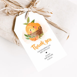 Orange Citrus Little Cutie Baby Shower Favor Tagga Presentetikett