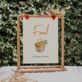 Orange Citrus Little Cutie Baby Shower Food Sign Poster