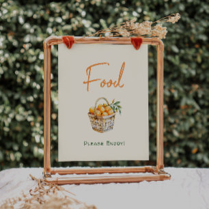 Orange Citrus Little Cutie Baby Shower Food Sign Poster