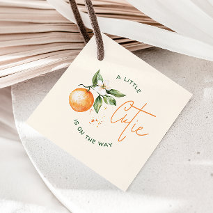Orange Citrus Little Cutie Baby Shower Gåvor Etiketter