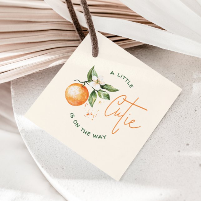 Orange Citrus Little Cutie Baby Shower Gåvor Etiketter (Skapare uppladdad)