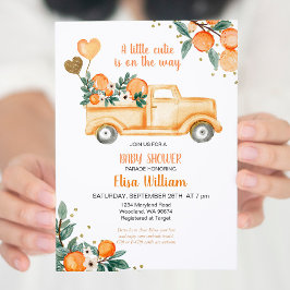 Orange Citrus Little Cutie Baby Shower-inbjudan Inbjudningar