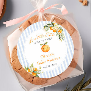 Orange Citrus Little Cutie Baby Shower-klistermärk Runt Klistermärke