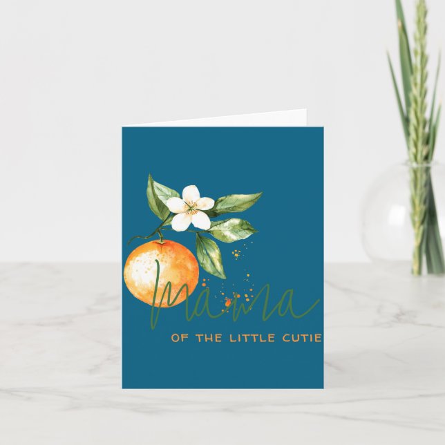 Orange Citrus Little Cutie Baby Shower Mama To Be  Kort (Framsida)
