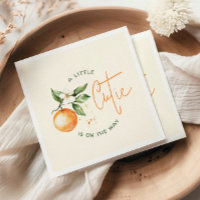 Orange Citrus Little Cutie Baby Shower Napkins