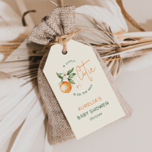 Orange Citrus Little Cutie Baby Shower Presentetikett