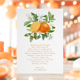 Orange Citrus Little Cutie Baby Shower Tack Kort