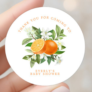 Orange Citrus Little Cutie Baby Shower Tack Runt Klistermärke