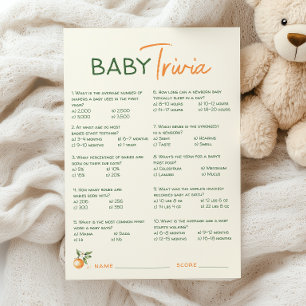 Orange Citrus Little Cutie Baby Shower Trivia-kort Inbjudningar