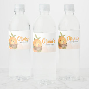 Orange Citrus Little Cutie Baby Shower Vattenflaskor Etikett