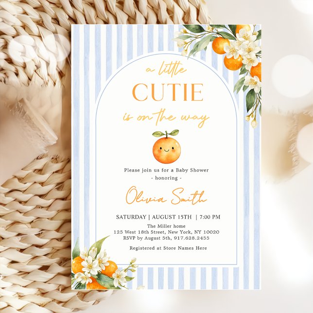 Orange Citrus Little Cutie Bebis Badrumsfest Inbjudningar (Skapare uppladdad)