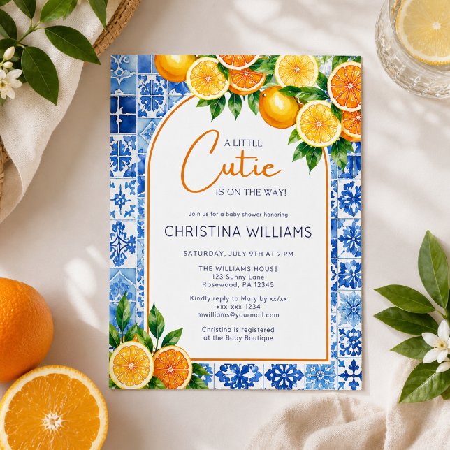 Orange Citrus Little Cutie Bebis Shower Inbjudningar (Skapare uppladdad)