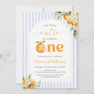 Orange Citrus Little Cutie Birthday Invitation Inbjudningar