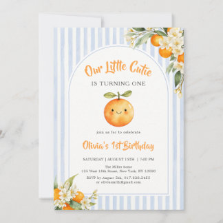 Orange Citrus Little Cutie Birthday Invitation Inbjudningar
