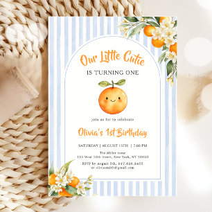 Orange Citrus Little Cutie Födelsedagsinbjudan Inbjudningar