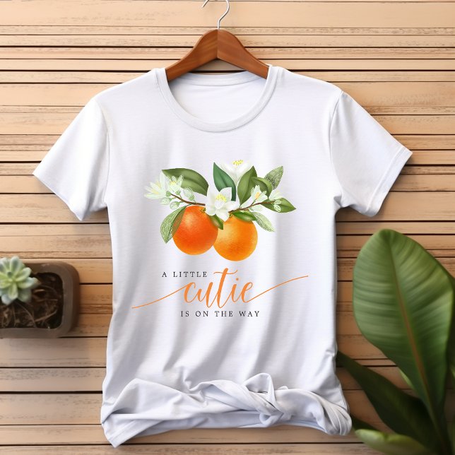 Orange Citrus Little Cutie on the way Baby Shower T Shirt (Skapare uppladdad)