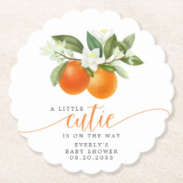 Orange Citrus Little Cutie on the way Baby Shower Underlägg Papper