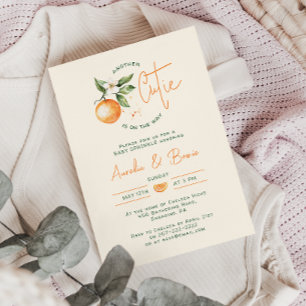 Orange Citrus Little Cutie Par Baby Ch sprinkle Inbjudningar