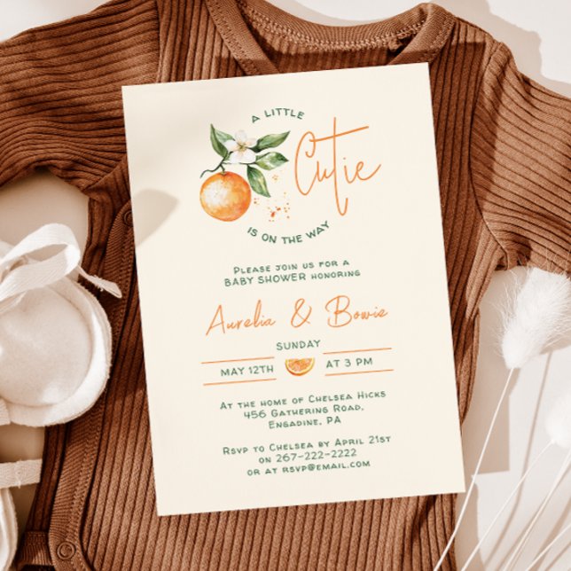 Orange Citrus Little Cutie Par Baby Shower Inbjudningar (Skapare uppladdad)