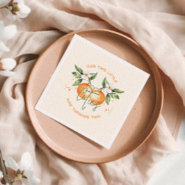 Orange Citrus Little Cutie Twin Birthday Party Pappersservett