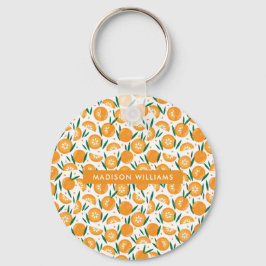Orange Citrus Mönster Anpassat Namn Aluminium Nyckelring