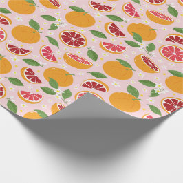 Orange Citrus mönster ljus rosa Presentpapper