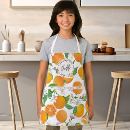 Orange Citrus Mönster Watercolor Kids Namn