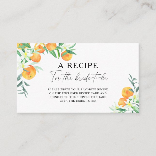 Orange Citrus - Recept för den blivande bruden Tilläggskort (Framsida)