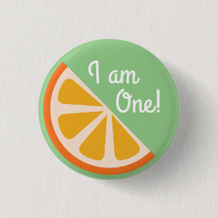 Orange Citrus Segce Fruit Pin 1:a födelsedag Knapp