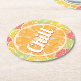 Orange Citrus Slices Chill Underlägg Papper Rund